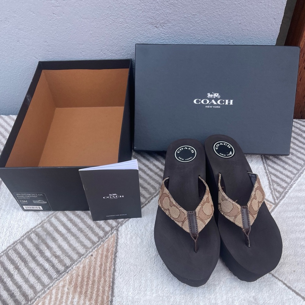 Coach Tan and Brown Sandals - Picture 1 of 9